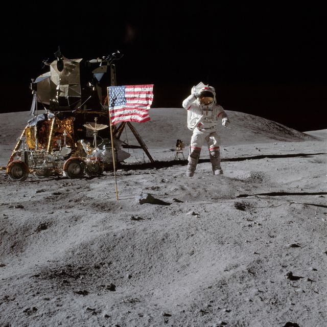 Astronaut John Young leaps from lunar surface to salute flag - Download Free Stock Photos Pikwizard.com