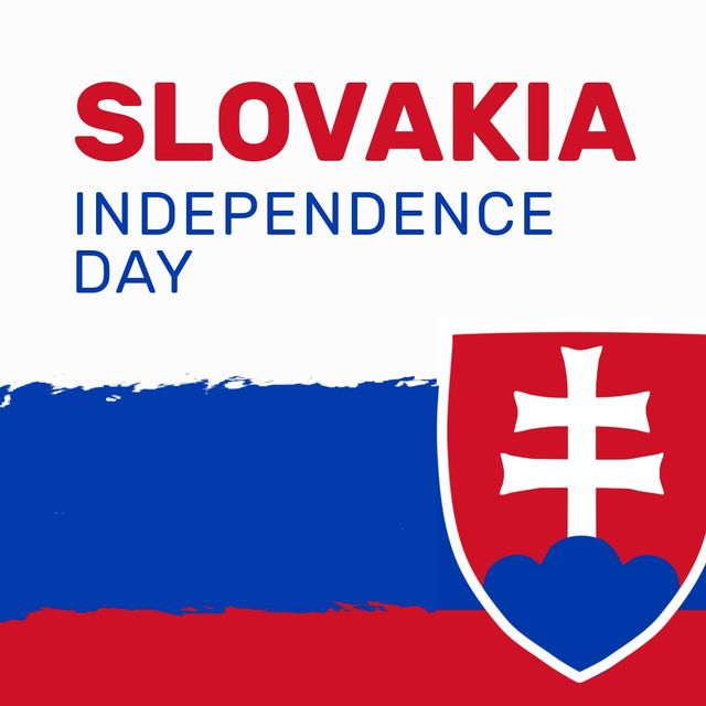 Composition of slovakia independence day text over flag of slovakia. Slovakia independence day and celebration concept digitally generated image.