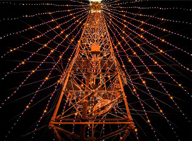 String lights tower night  - Download Free Stock Photos Pikwizard.com