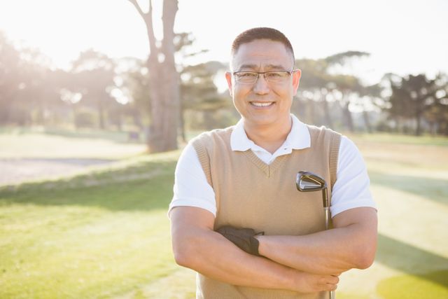 Portrait of golfer posing with his arms crossed - Download Free Stock Photos Pikwizard.com