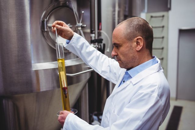 Manufacturer examining beer at brewery - Download Free Stock Photos Pikwizard.com