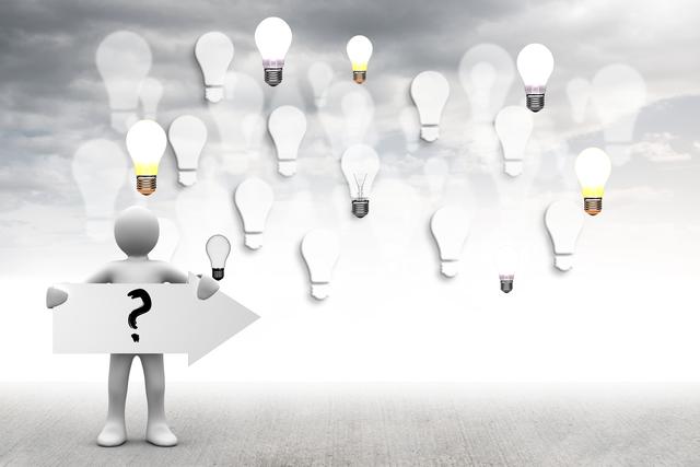 light bulb graphics with figure holding question mark sign - Download Free Stock Photos Pikwizard.com
