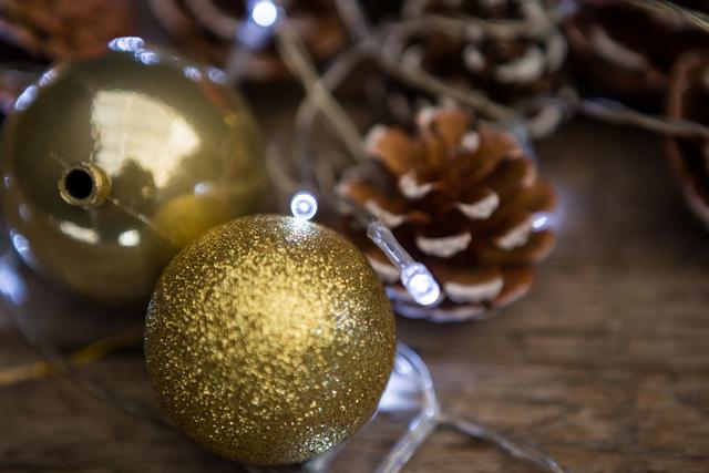 Christmas bauble ball on wooden plank - Download Free Stock Photos Pikwizard.com
