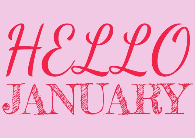 Digital composite image of hello january text in red font over pink background - Download Free Stock Photos Pikwizard.com