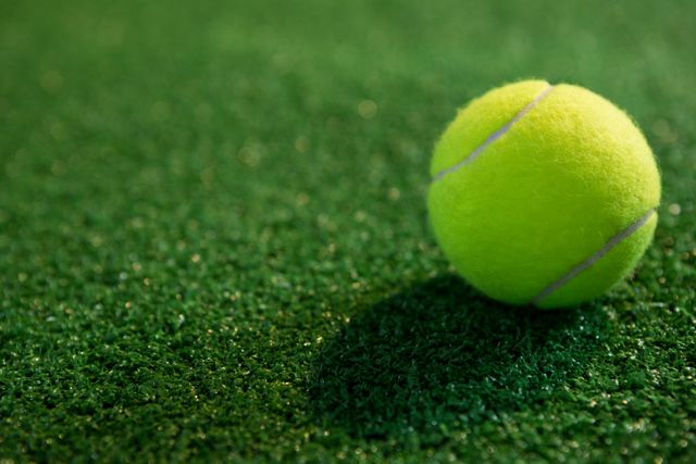 Close up of fluorescent yellow tennis ball on grass - Download Free Stock Photos Pikwizard.com
