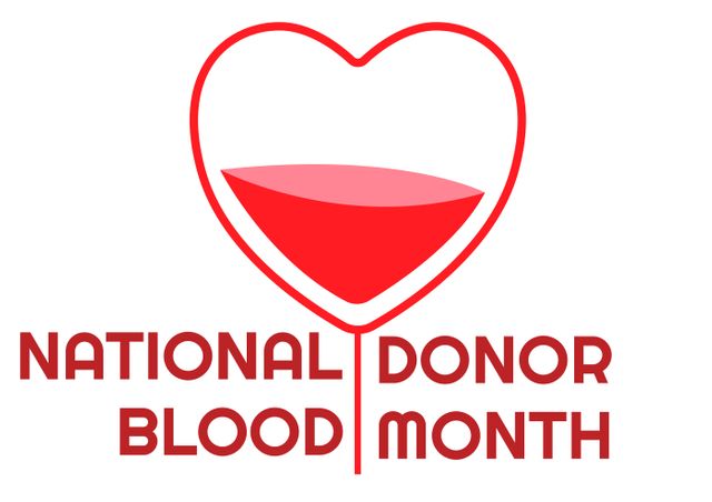 Digital composite image of national blood donor month text below red heart shape on white background - Download Free Stock Photos Pikwizard.com