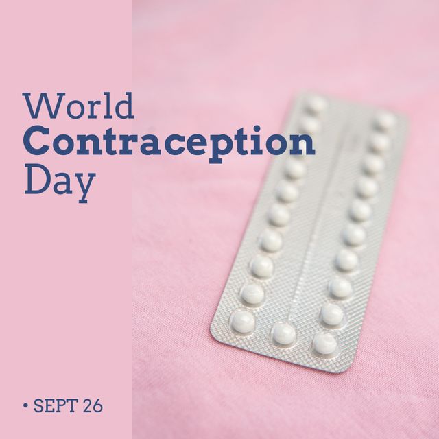 Illustration of blister pack with world contraception day and sept 26 text on pink background - Download Free Stock Templates Pikwizard.com