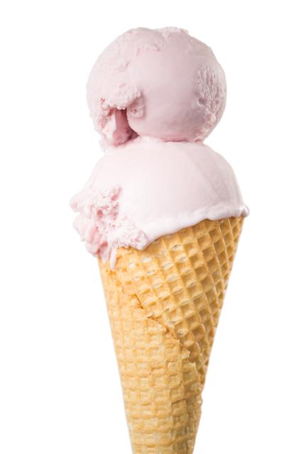 Close-up of double scoop strawberry icecream in the cone