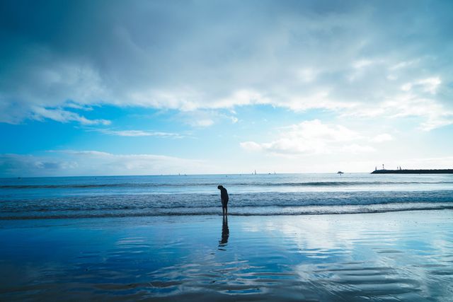 a person standing on the beach - Download Free Stock Photos Pikwizard.com