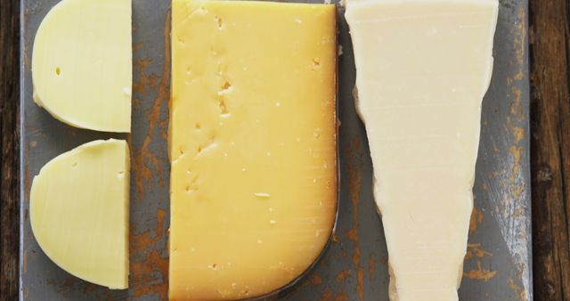 Different types of cheese on tray