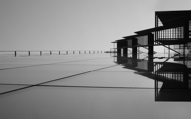Abstract architecture black and white boardwalk - Download Free Stock Photos Pikwizard.com