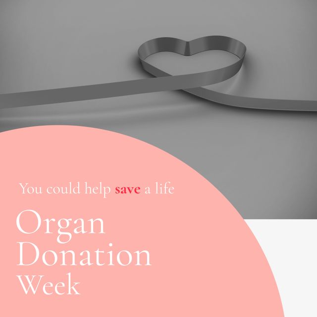 Illustration of heart shape with you could help save a life organ donation week text, copy space. Spread awareness, importance of organ donation, encourage people, donate healthy organs after death.