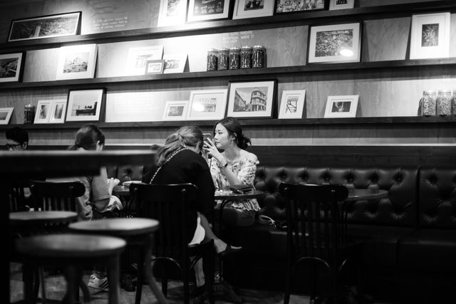 Women sitting in a restaurant café. restaurant business concept