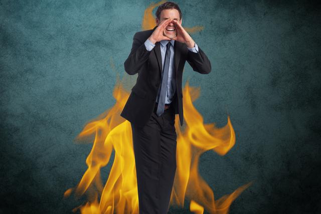Angry businessman with fire - Download Free Stock Photos Pikwizard.com