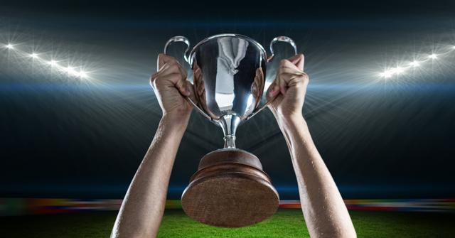 Composite image of athlete hands holding trophy - Download Free Stock Photos Pikwizard.com