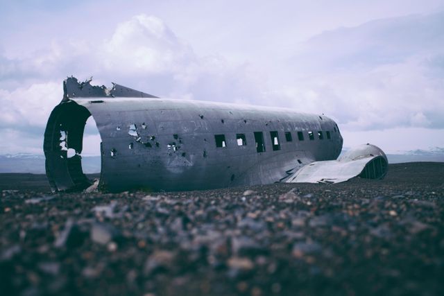 Destroyed Airplane Body on Sea Shore during Daytime - Download Free Stock Photos Pikwizard.com