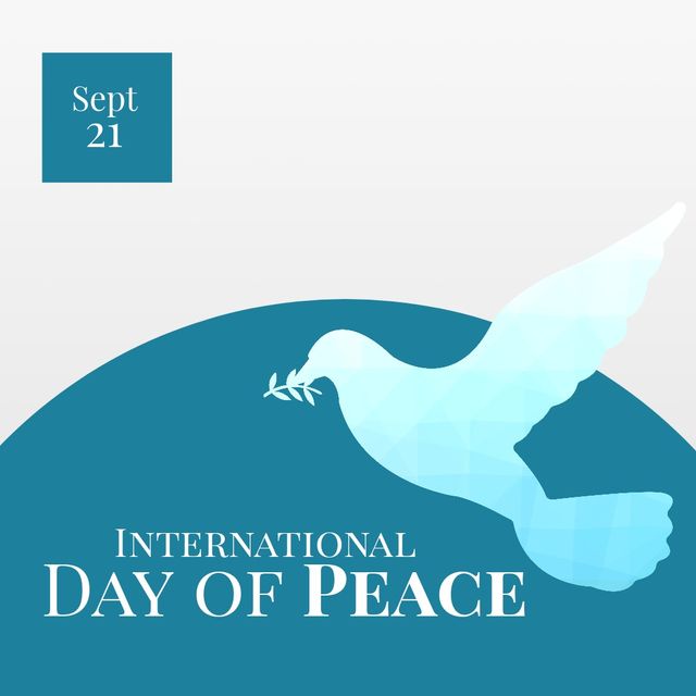 Vector image of pigeon with sept 21 international day of peace text, copy space - Download Free Stock Templates Pikwizard.com