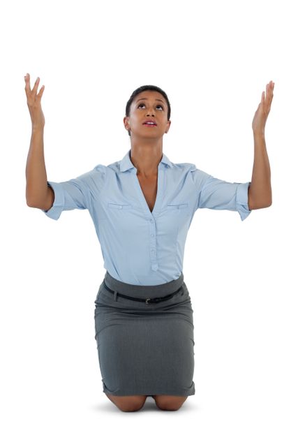 Worried businesswoman praying - Download Free Stock Photos Pikwizard.com