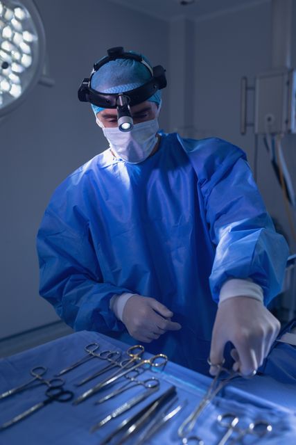 Male surgeon holding surgical instrument in operating room - Download Free Stock Photos Pikwizard.com