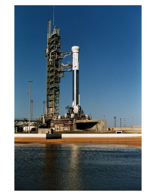 The Lockheed Martin Atlas 1 expendable launch vehicle (AC-79) which will carry the GOES-K advanced weather satellite undergoes a critical prelaunch test with its mobile service tower pulled back. The Wet Dress Rehearsal is a major prelaunch test designed to demonstrate, in part, the launch readiness of the vehicle and launch support equipment. AC-79 will be the final launch of an Atlas 1 rocket, a derivative of the original Atlas Centaur which had its first successful launch for NASA in 1963. Future launches of Geostationary Operational Environmental Satellites (GOES) in the current series will be on Atlas II vehicles. The GOES satellites are owned and operated by the National Oceanic and Atmospheric Administration (NOAA); NASA manages the design, development and launch of the spacecraft. The launch of AC-79 with the GOES-K is targeted for <a href="http://www-pao.ksc.nasa.gov/kscpao/release/1997/63-97.htm">April 24</a> during a launch window which extends from 1:50-3:09 a.m. EDT