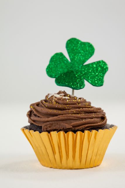 St Patricks Day shamrock on the cupcake - Download Free Stock Photos Pikwizard.com
