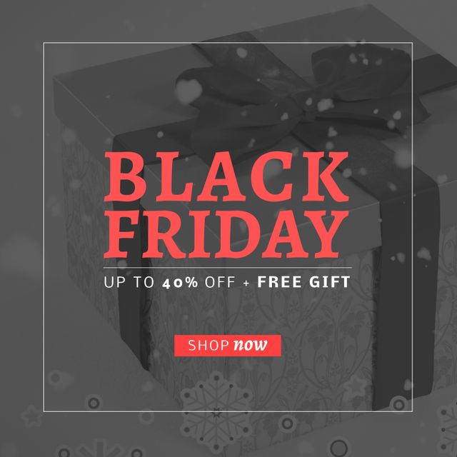 Composition of black friday sale offer text over present with ribbon. Black friday, christmas shopping, sales and retail concept digitally generated image.