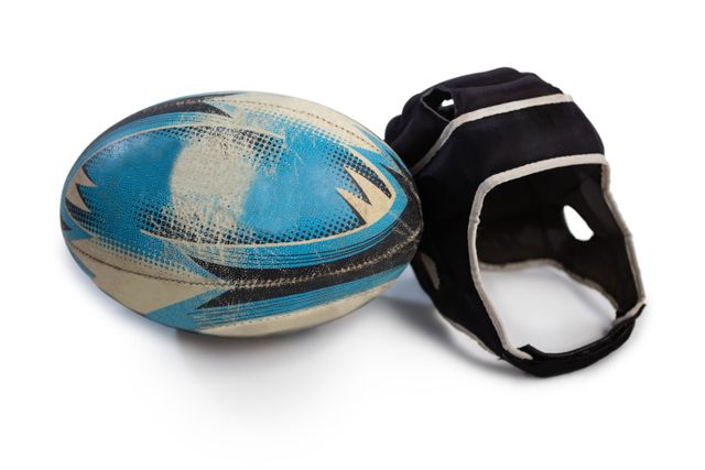 Close up of rugby ball with helmet - Download Free Stock Photos Pikwizard.com