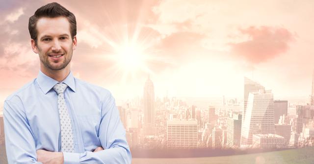 Portrait of businessman standing with arms crossed - Download Free Stock Photos Pikwizard.com