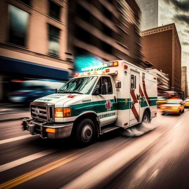 Premium Photo | An ambulance is parked in the rain generative ai