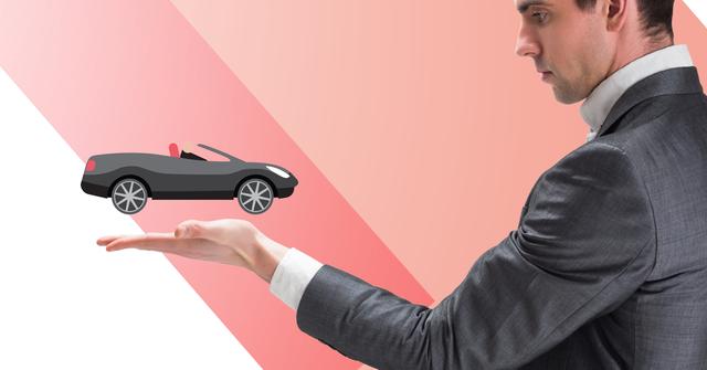 Businessman pretending to be holding car vector sign - Download Free Stock Photos Pikwizard.com