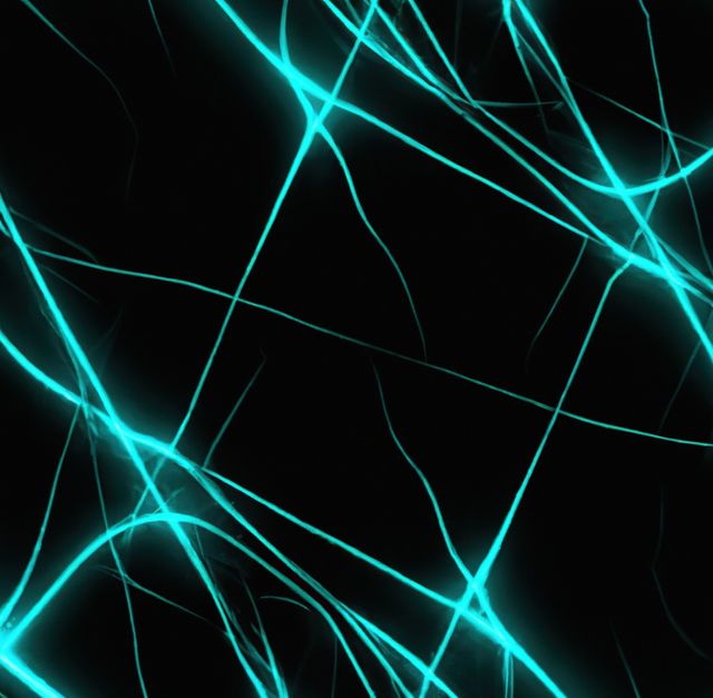 Close up of blue neon lines on black backrgound. Abstract backrgound, light and pattern concept.