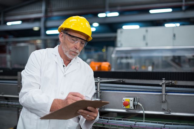 Factory engineer maintaining record on clipboard - Download Free Stock Photos Pikwizard.com