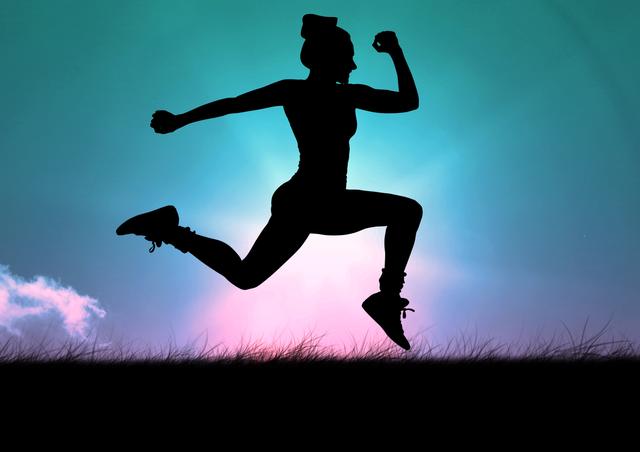 Silhouette of fit woman leaping in air - Download Free Stock Photos Pikwizard.com