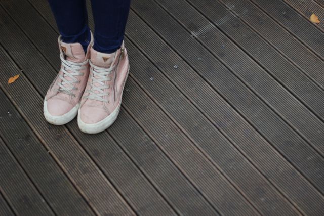 Person Wearing Pink and White High Top Sneakers - Download Free Stock Photos Pikwizard.com