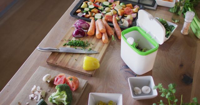 a cutting board with various foods from Pikwizard