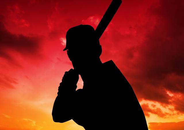 Silhouette of baseball player against colorful sky - Download Free Stock Photos Pikwizard.com