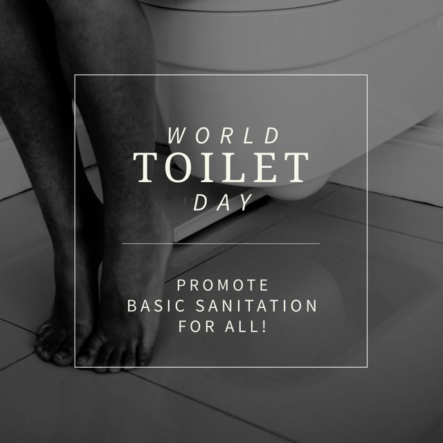 Digital composite image of cropped woman legs in bathroom with world toilet day text, copy space. Raise awareness, safely managed sanitation, hygiene, public health, promote basic sanitation.