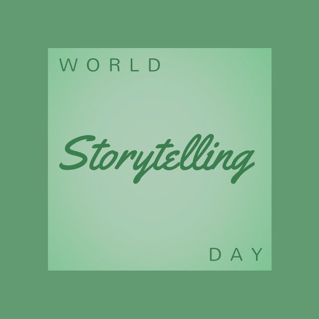 Composition of world storytelling day text over green background with copy space. World storytelling day and celebration concept digitally generated image.