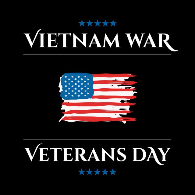 Composition of national vietnam war veterans day text over flag of usa. National vietnam war veterans day and celebration concept digitally generated image.