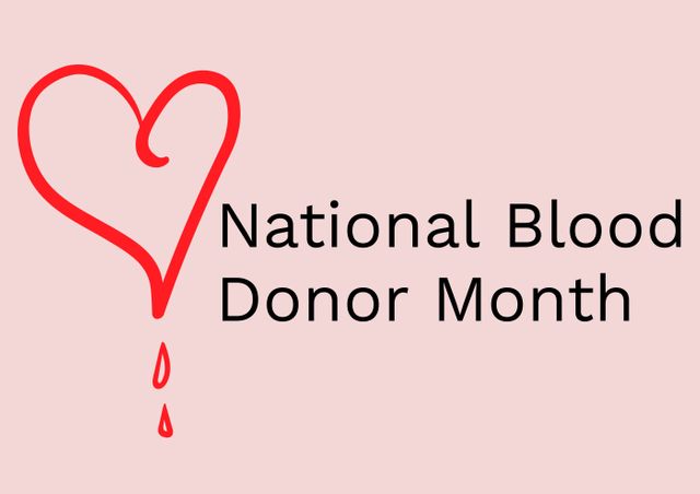 Illustration of national blood donor month text by red dripping heart shape against pink background - Download Free Stock Photos Pikwizard.com