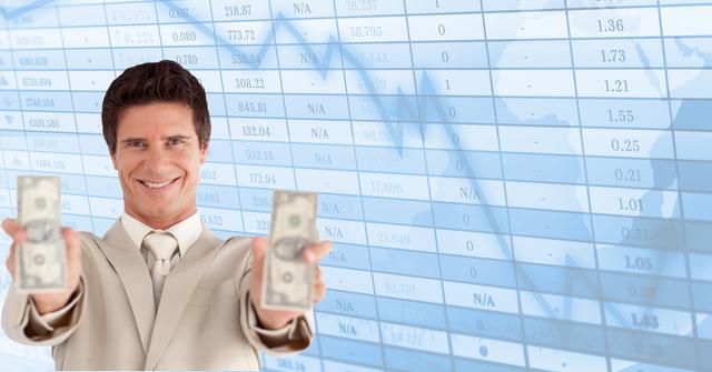 Successful businessman holding dollars - Download Free Stock Photos Pikwizard.com