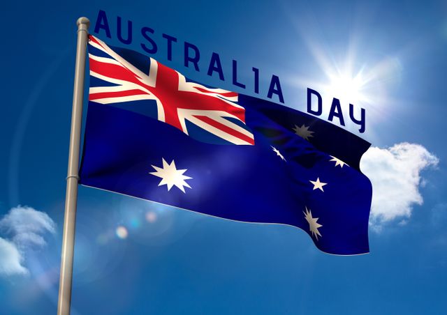 Composition of australia day text over flag of australia and sky with clouds - Download Free Stock Photos Pikwizard.com