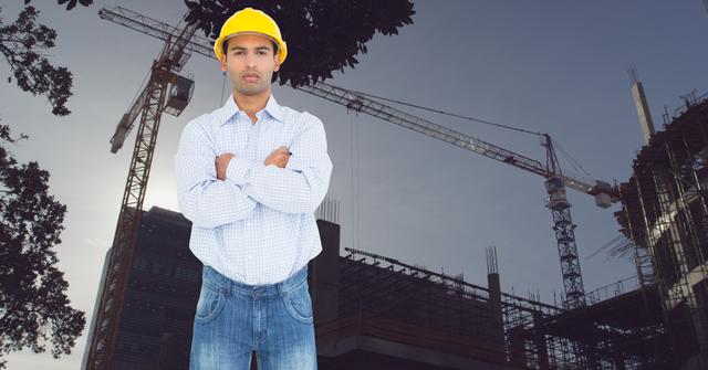 Male architecture standing with arms crossed - Download Free Stock Photos Pikwizard.com
