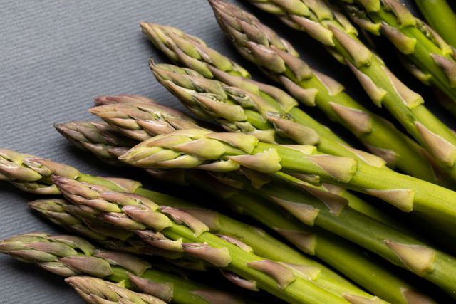 Close-up of organic asparagus in plate on blue background, copy space - Download Free Stock Photos Pikwizard.com