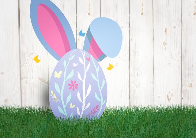 Egg with rabbit ears and butterfly. Happy Easter. - Download Free Stock Photos Pikwizard.com