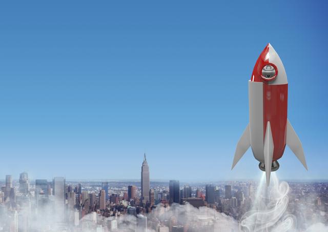 3D Rocket flying over city - Download Free Stock Photos Pikwizard.com