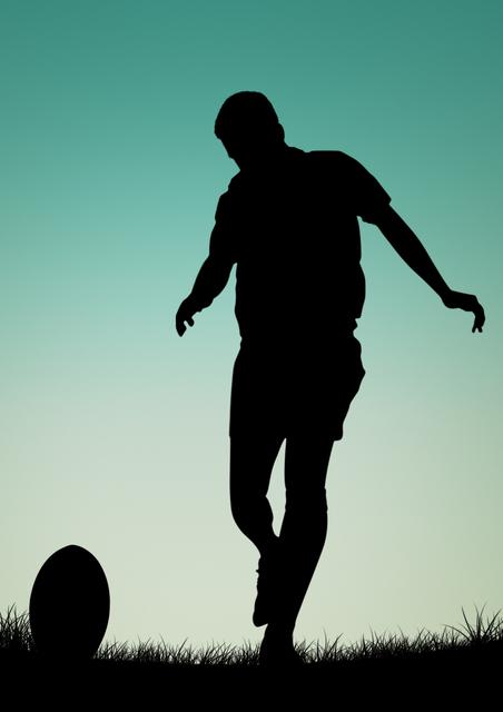 Silhouette of male athlete playing football - Download Free Stock Photos Pikwizard.com