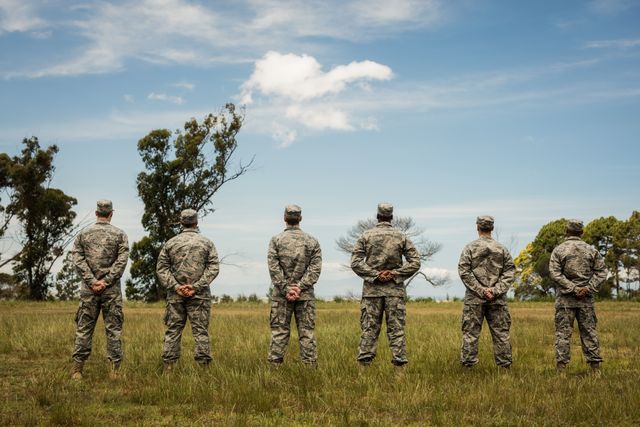 Group of military soldiers standing in line - Download Free Stock Photos Pikwizard.com