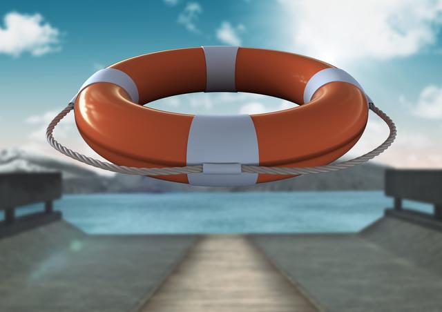 Lifebuoy with rope in mid-air on a sunny day - Download Free Stock Photos Pikwizard.com