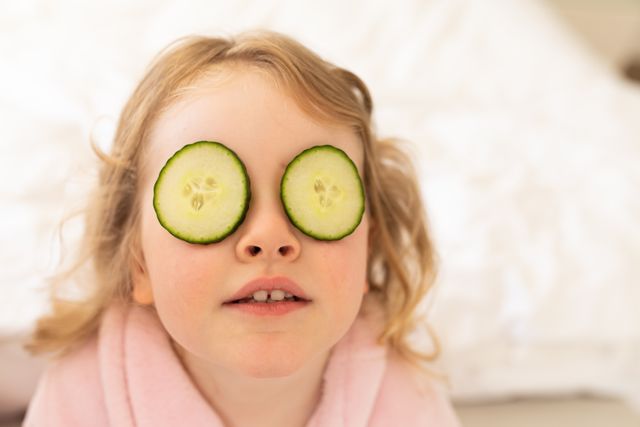 Caucasian girl lying in a beauty salon with cucumber slices on her eyes - Download Free Stock Photos Pikwizard.com